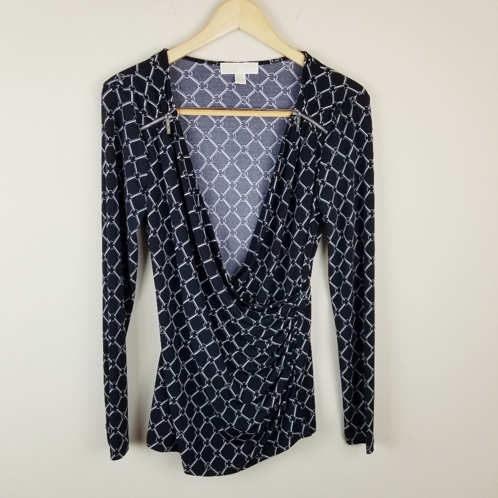 Michael Kors | Faux Wrap Chain Patterned Top